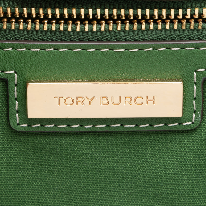 Tory Burch Canvas Colorblock Robinson Triple Compartment Tote (SHF-23471)