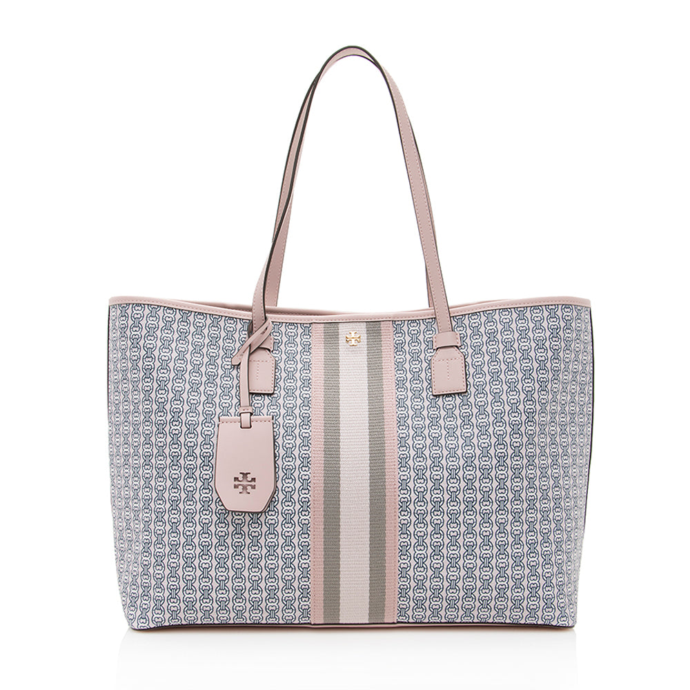 Tory Burch Canvas Gemini Link Chain Print Tote (SHF-18574)