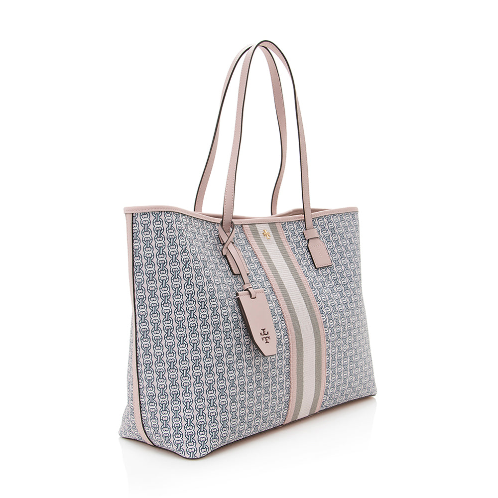 Tory Burch Canvas Gemini Link Chain Print Tote (SHF-18574)