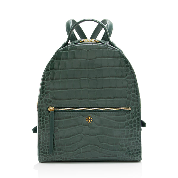 croc embossed mini backpack Tory Burch Croc Embossed Leather Mini Backpack (SHF-23657)