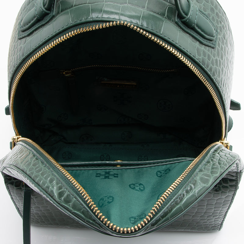 Tory Burch Croc Embossed Leather Mini Backpack (SHF-23657)