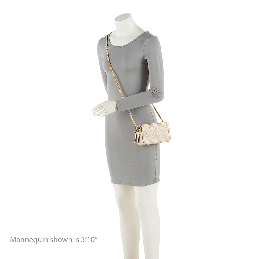 Tory Burch Embossed Leather Fleming Double Zip Mini Bag (SHF-20737)