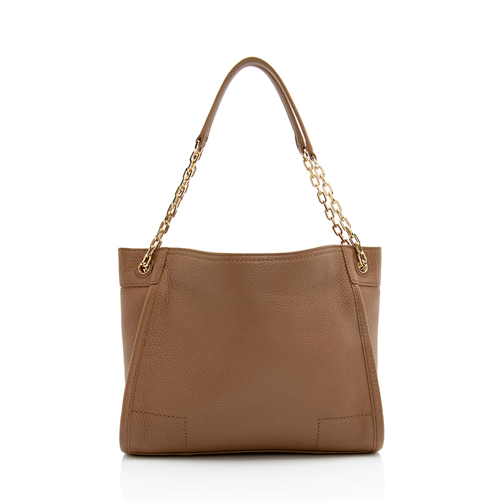 Tory Burch Leather Britten Small Slouchy Tote (SHF-21429)