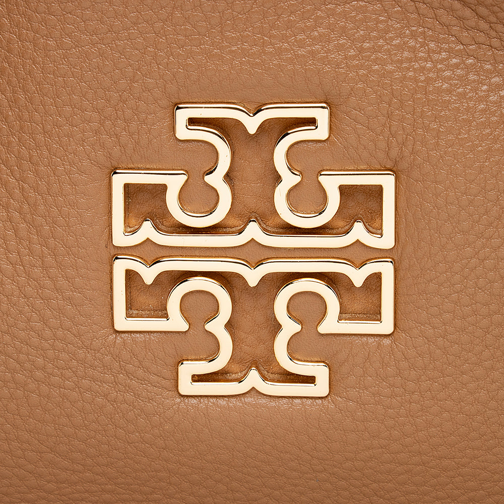 Tory Burch Leather Britten Small Slouchy Tote (SHF-21429)