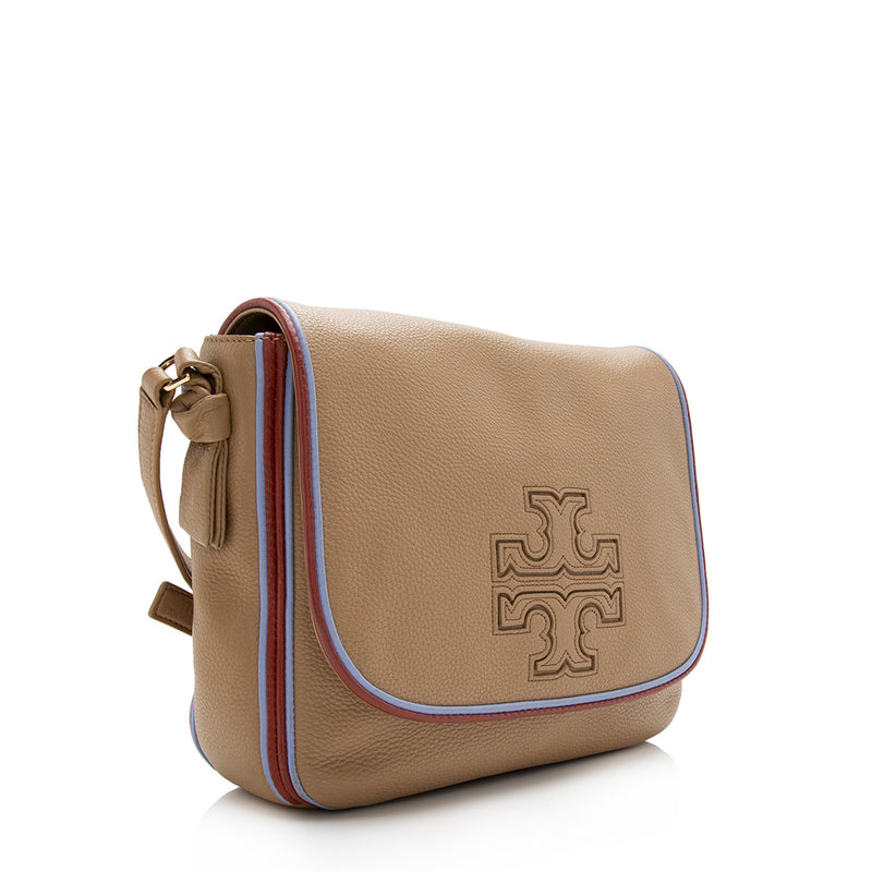 Tory Burch Leather Harper Stripe Messenger Bag (SHF-16565)
