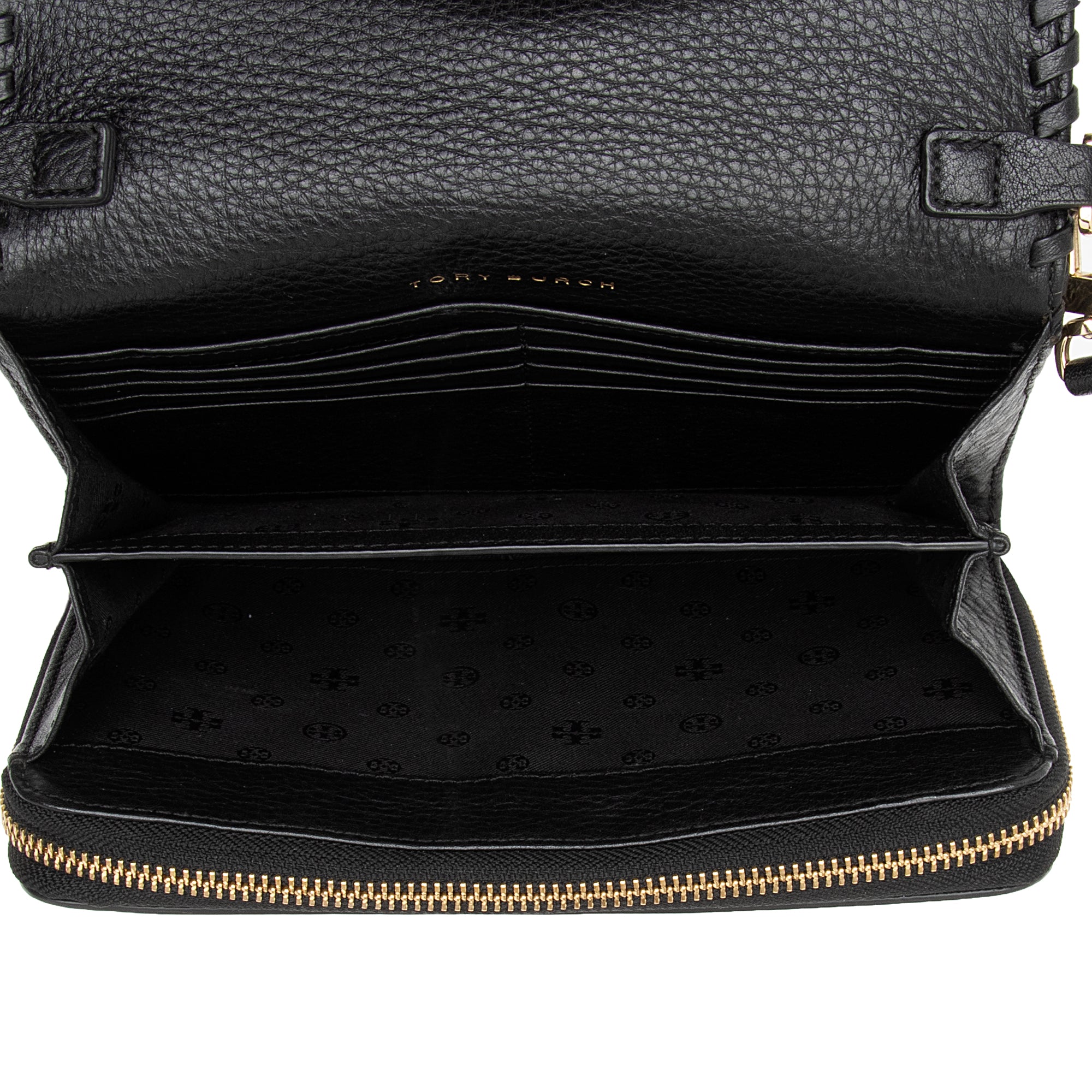 Tory Burch Leather Marion Combo Clutch (SHF-sgDqkI)