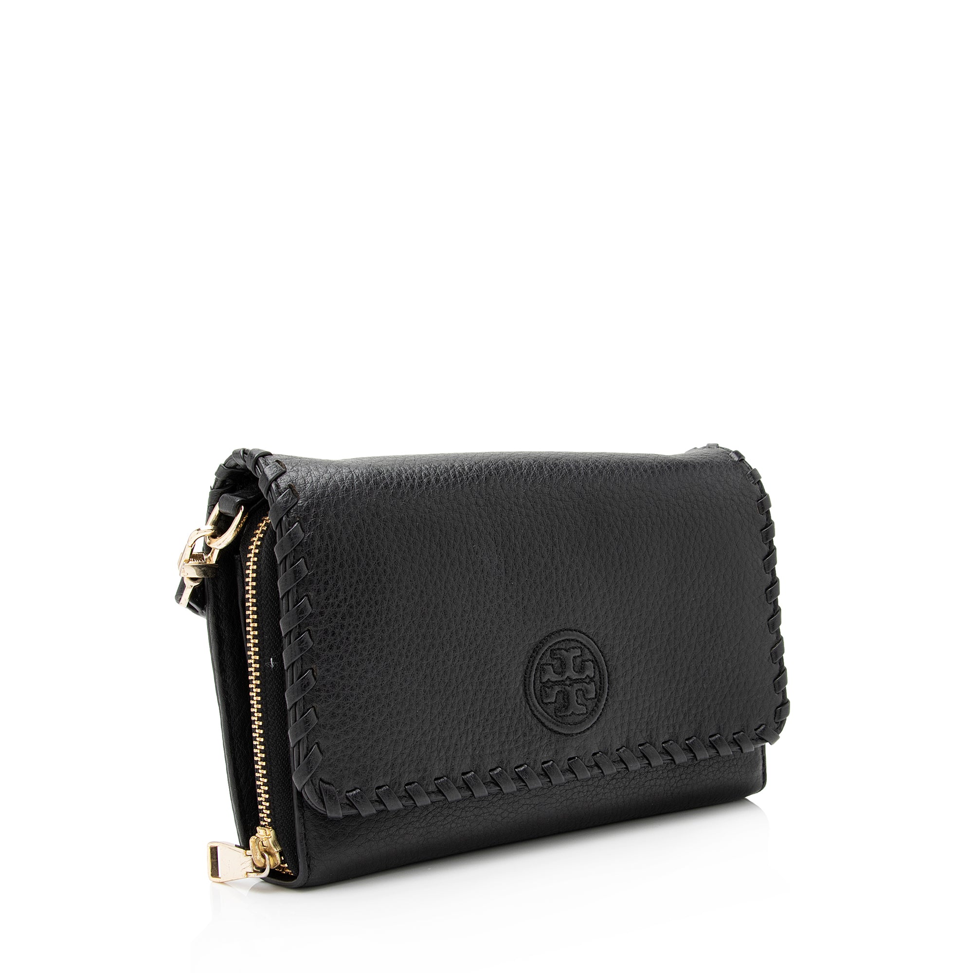 Tory Burch Leather Marion Combo Clutch (SHF-sgDqkI)