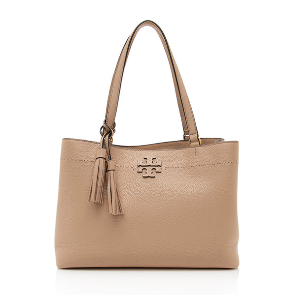 Tory Burch Leather McGraw Triple-Compartment Tote (SHF-18577)
