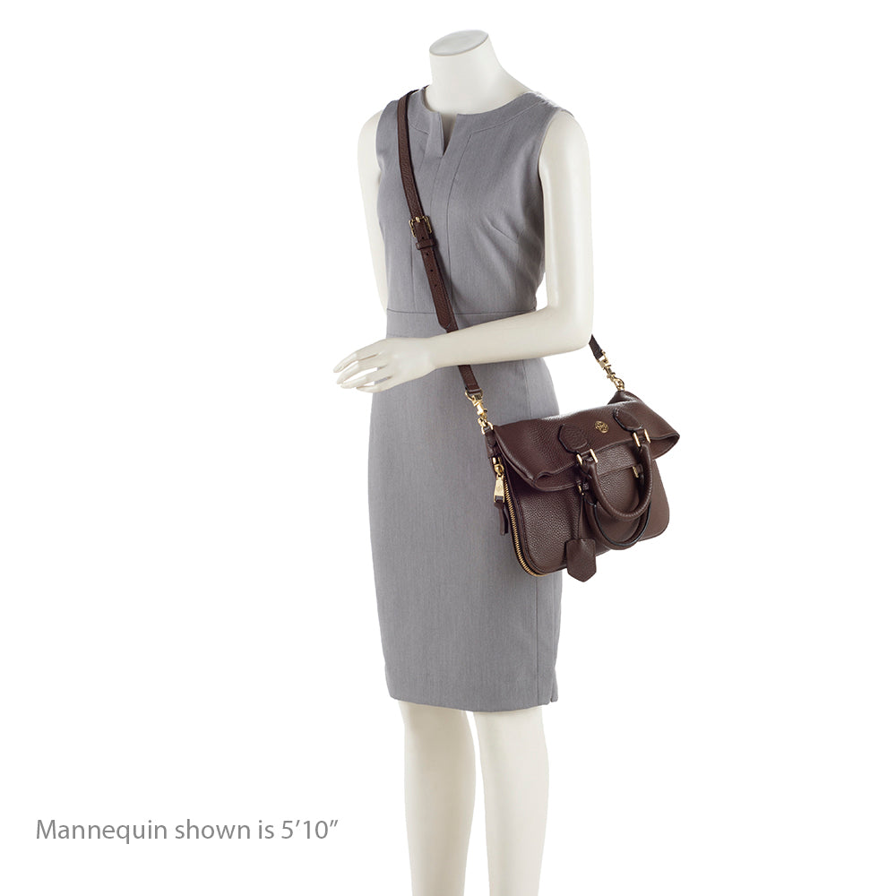 Tory Burch Leather Robinson Fold-Over Messenger Bag (SHF-16574)