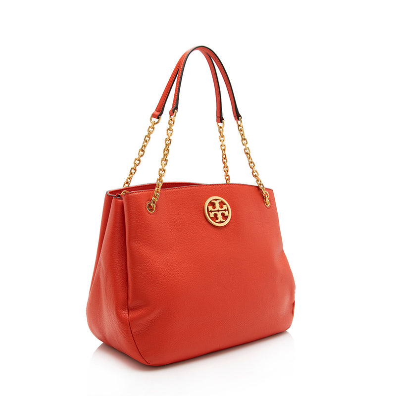 Tory Burch Leather Small Slouchy Tote (SHF-16639)