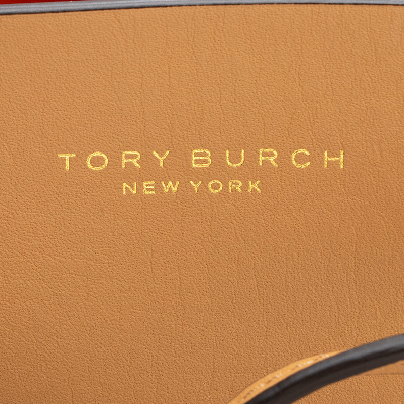 Tory Burch Leather T-Stripe Drawstring Bucket Bag (SHF-18822)