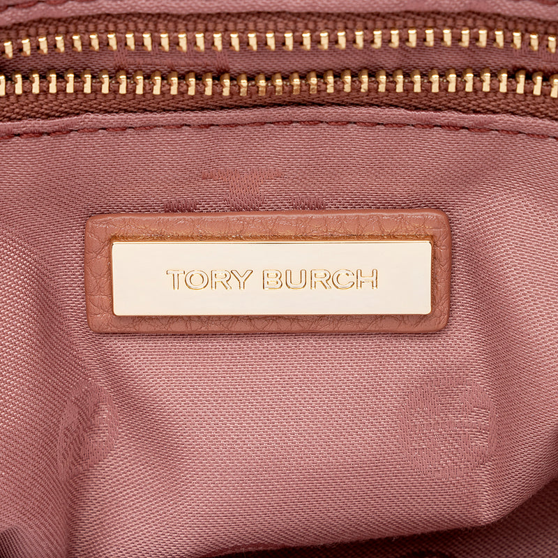Tory Burch Leather Whipstitch Flap Shoulder Bag (SHF-13493)