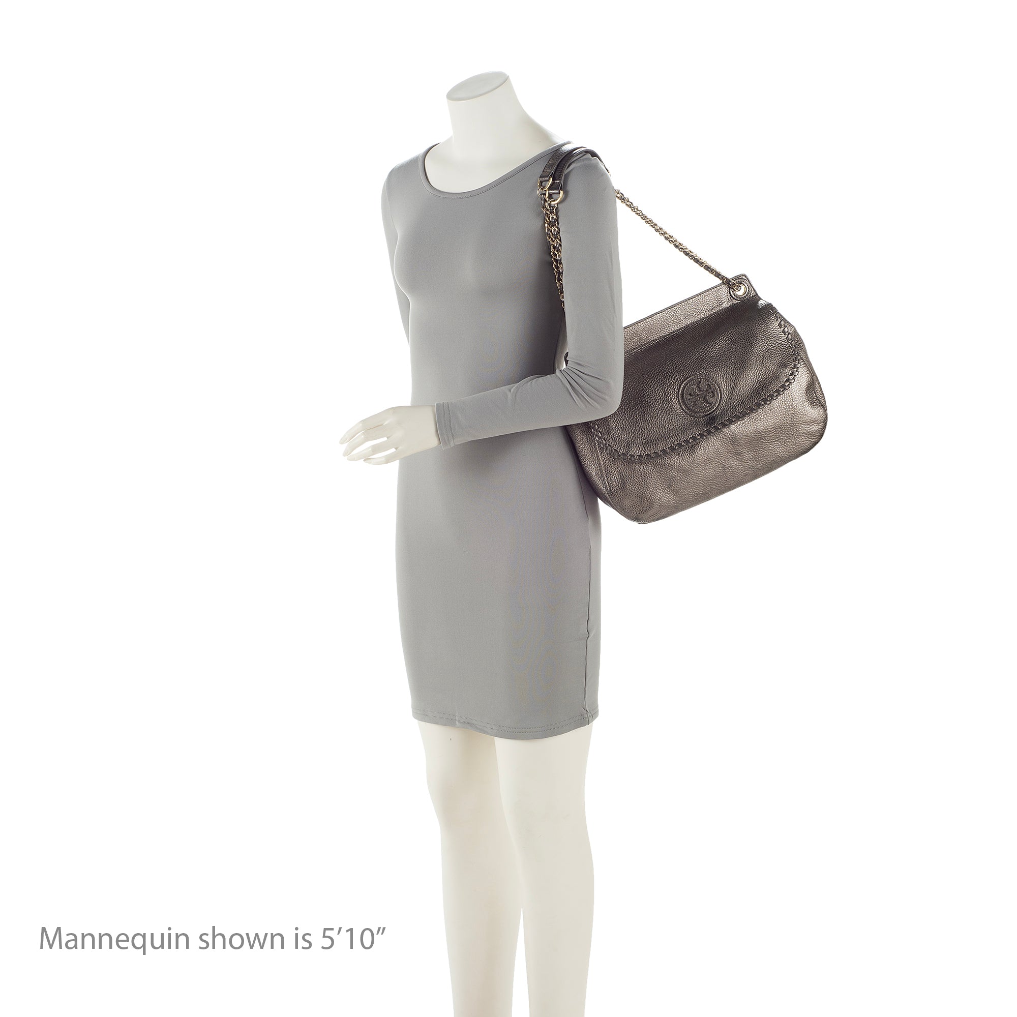 Tory Burch Metallic Leather Marion Saddle Bag (SHF-22337)