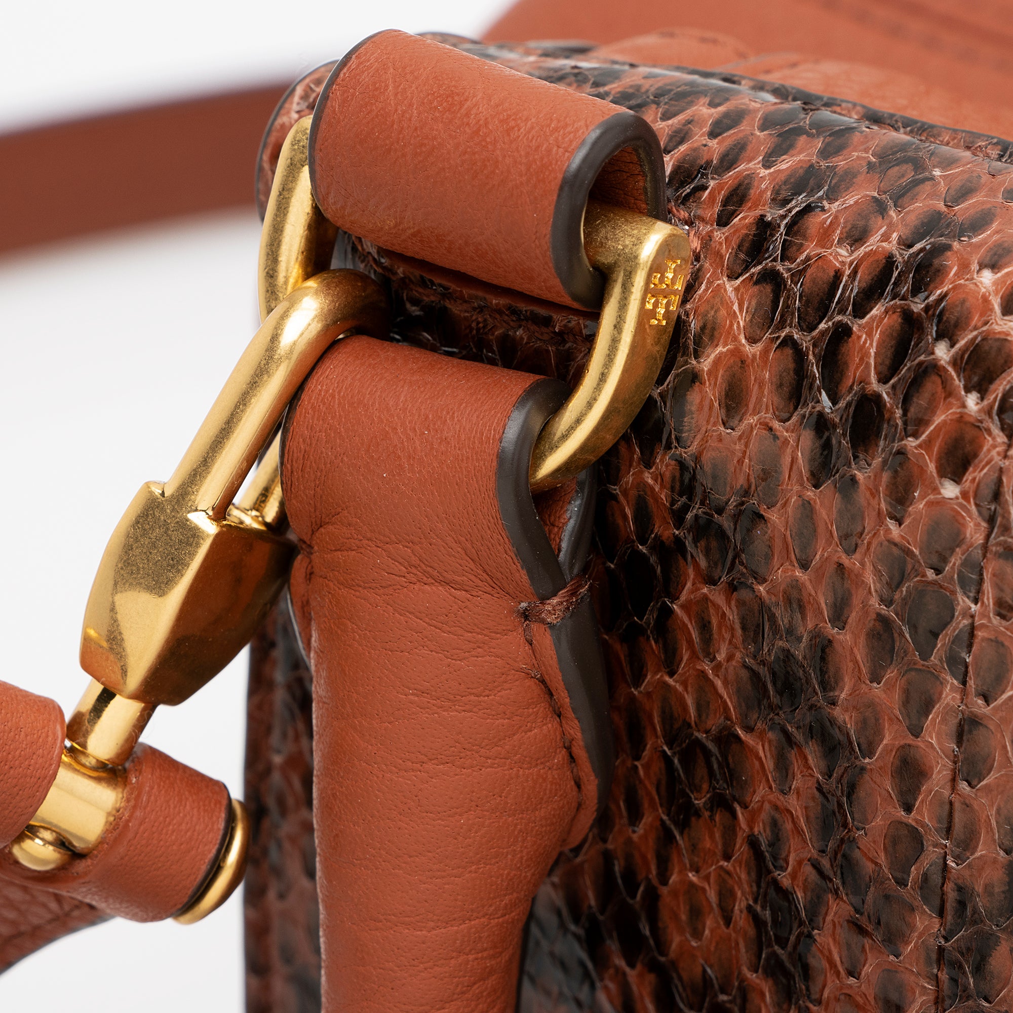 Tory Burch Pebbled Leather Python Half Moon Top Handle Satchel (SHF-23373)