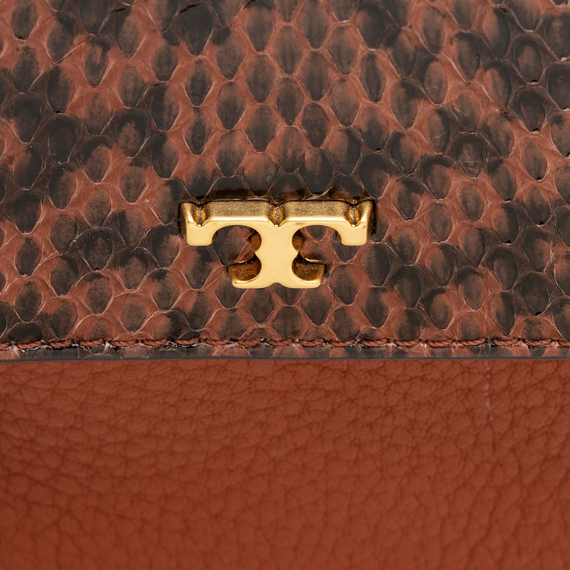 Tory Burch Pebbled Leather Python Half Moon Top Handle Satchel (SHF-23373)