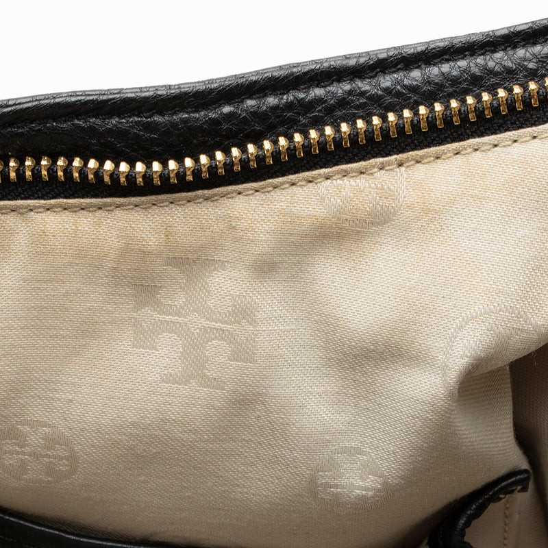 Tory Burch Pebbled Leather Stacked T Hobo (SHF-19450)