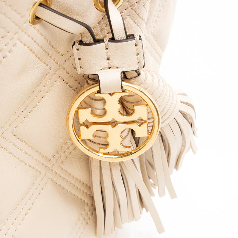 Tory Burch Quilted Leather Fleming Mini Bucket Bag (SHF-20223)
