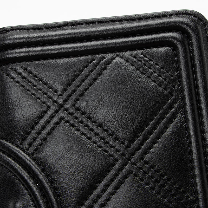 TORY BURCH Fleming Soft Quilted Pochette Shoulder Bag Leather blue EUC/NWOT