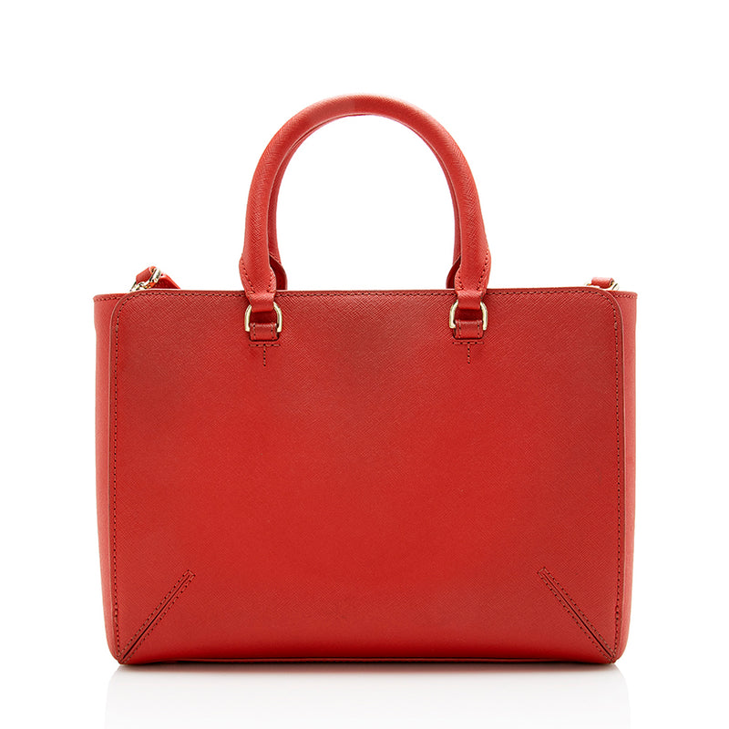 Small Tory Burch Saffiano Leather Tote Hand Bag Red