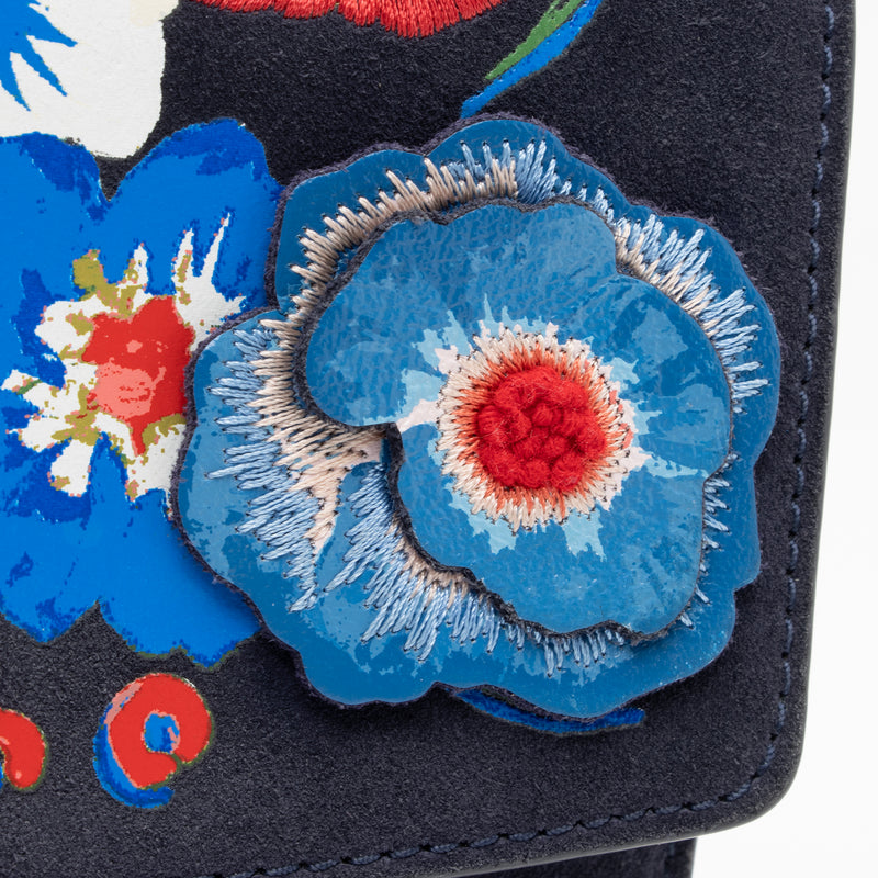 Tory Burch Suede Embroidered Floral Parker Convertible Shoulder Bag (SHF-23917)