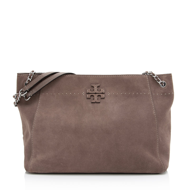 Tory Burch Suede McGraw Chain Slouchy Tote (SHF-23136)