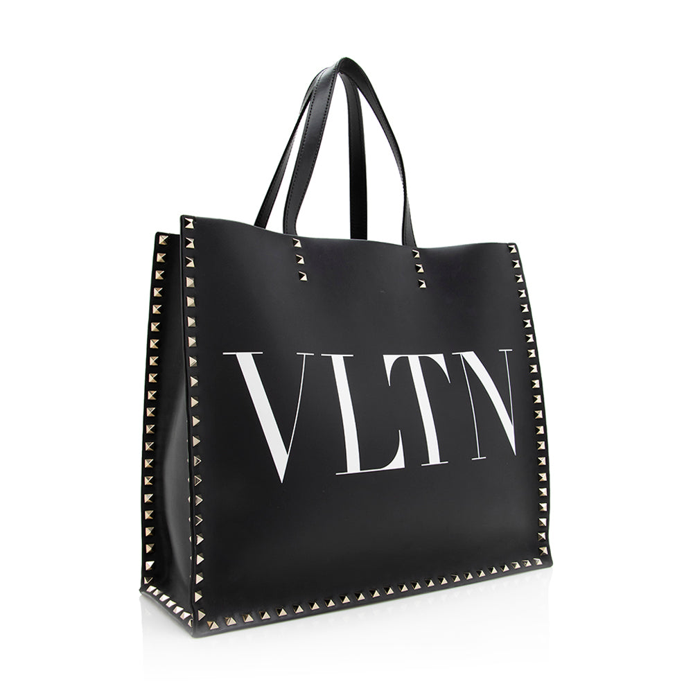 Valentino Calf Leather Rockstud VLTN Convertible Tote - FINAL SALE (SHF-20471)