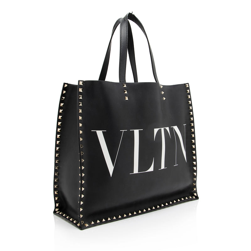 Valentino Calf Leather Rockstud VLTN Convertible Tote (SHF-23282)
