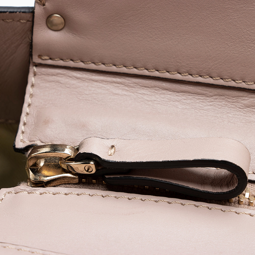 Valentino Calfskin Rockstud Double Handle Medium Tote (SHF-16009)