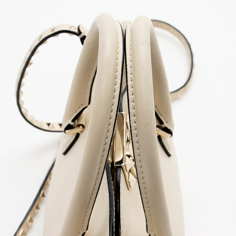 Valentino Calfskin Rockstud Double Handle Mini Tote (SHF-15923)