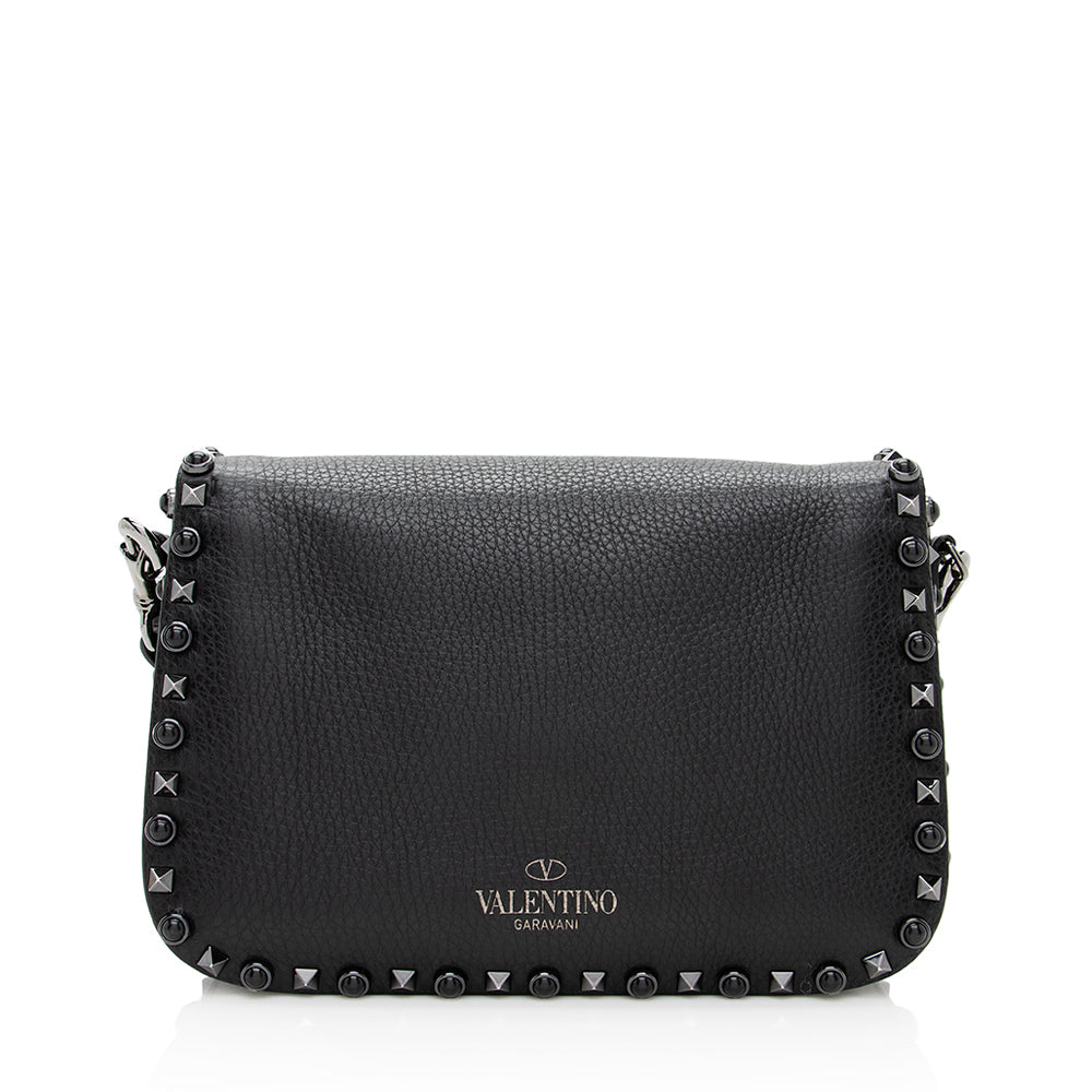 Valentino Calfskin Rolling Rockstud Guitar-Strap Shoulder Bag (SHF-19351)