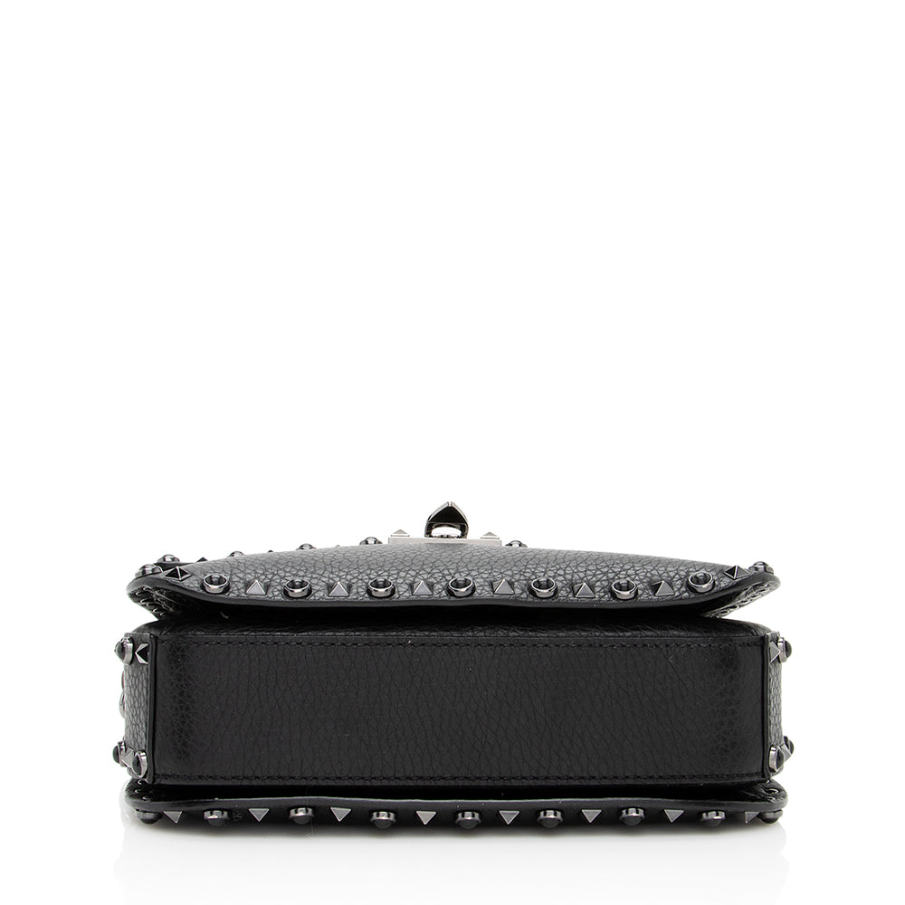 Valentino Calfskin Rolling Rockstud Guitar-Strap Shoulder Bag (SHF-19351)