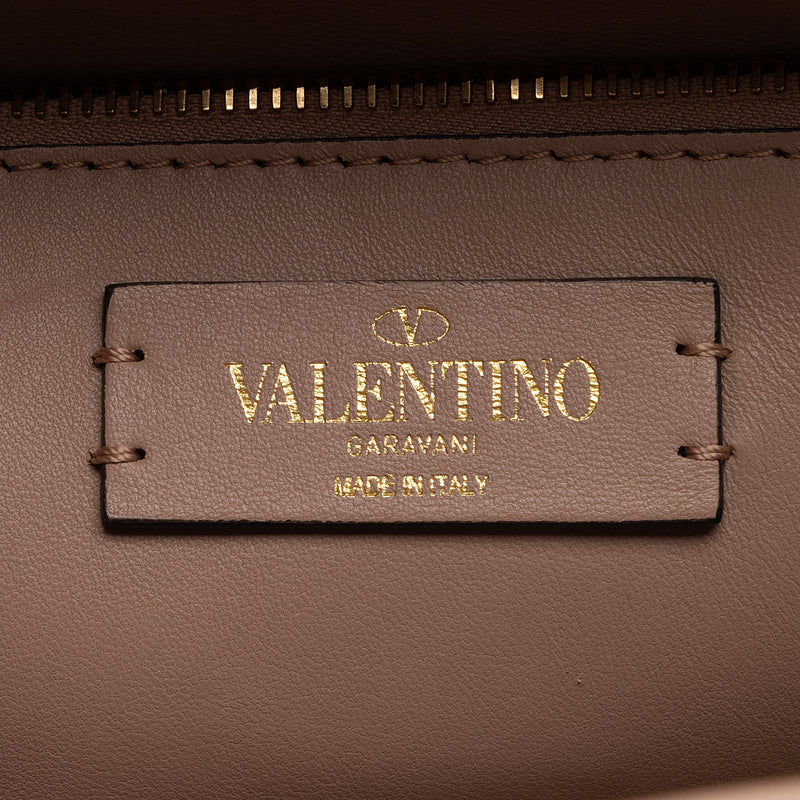 Valentino Calfskin Roman Stud Top Handle Large Shoulder Bag (SHF-22991)
