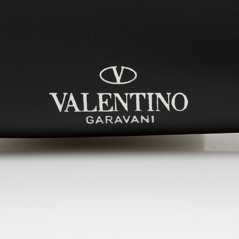 Valentino Rubber Effect Calfskin VLTN Wristlet (SHF-18955)