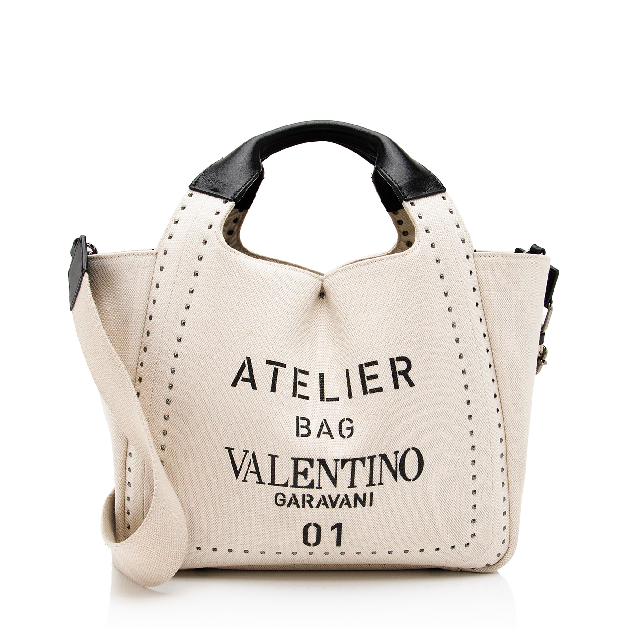 Valentino Canvas Pleated Atelier 01 Tote (SHF-23734)
