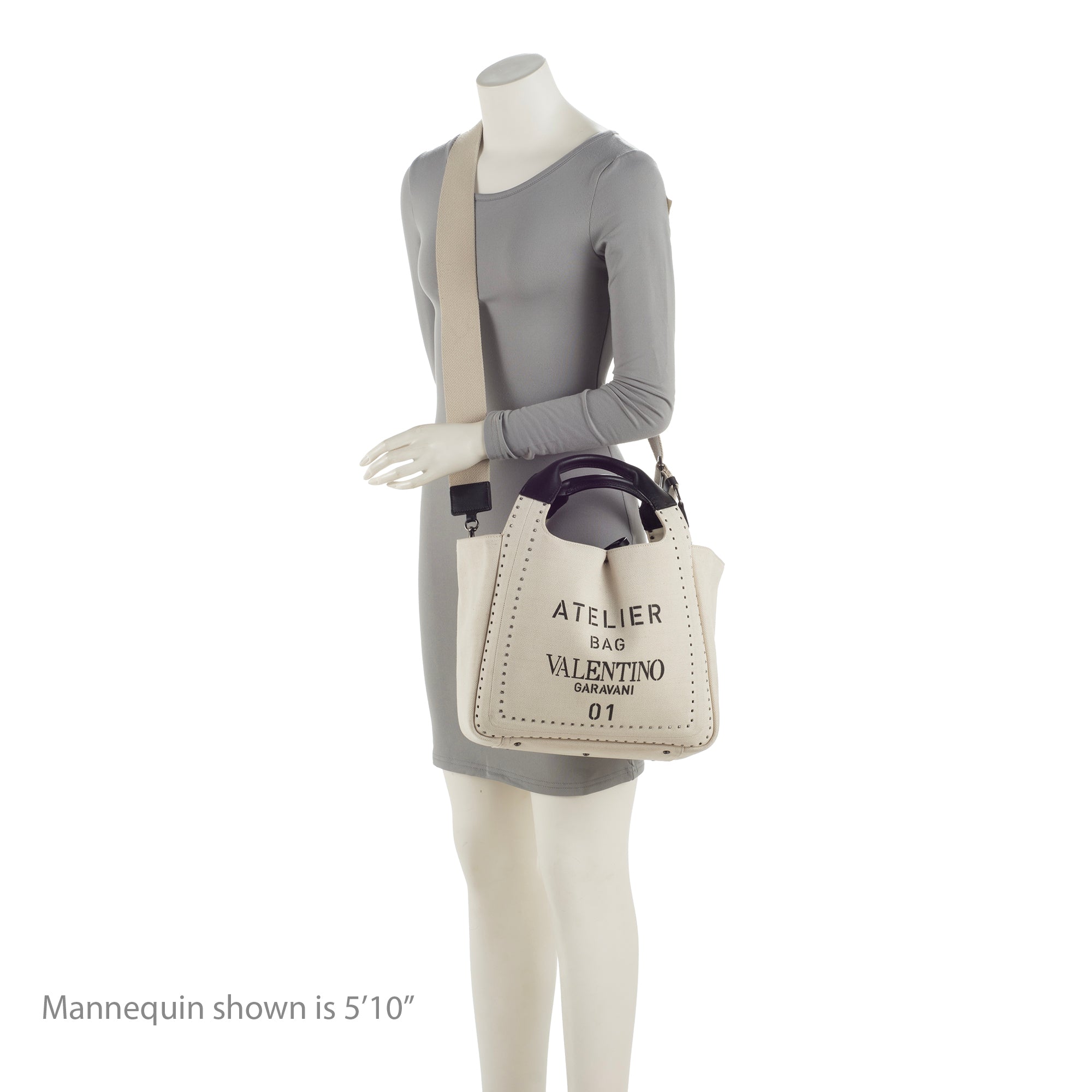 Valentino Canvas Pleated Atelier 01 Tote (SHF-23734)