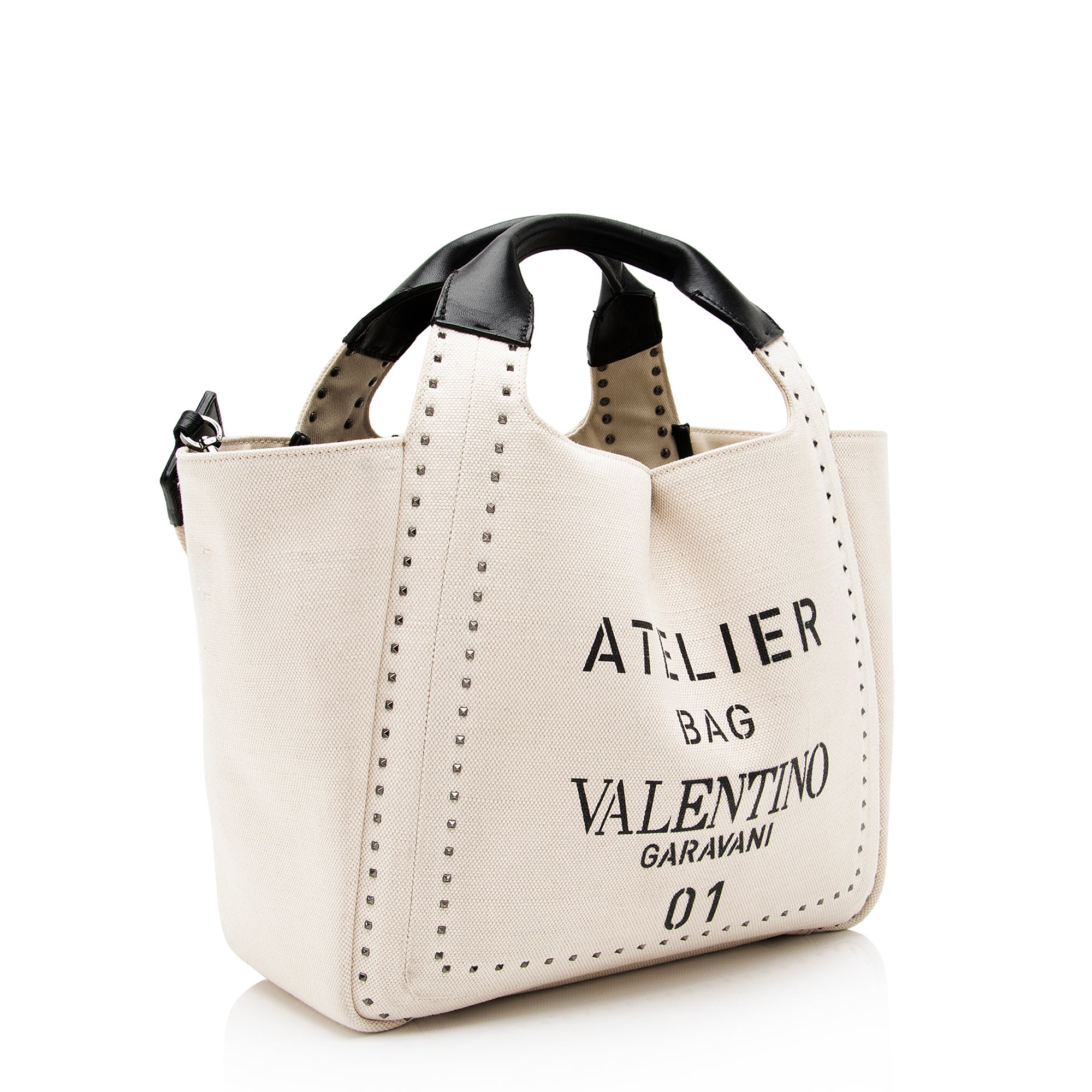Valentino Canvas Pleated Atelier 01 Tote (SHF-23734)