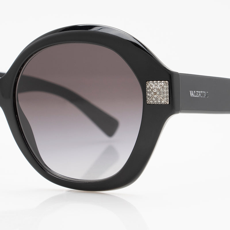 Valentino Crystal Rockstud Oversized Sunglasses (SHF-17279)