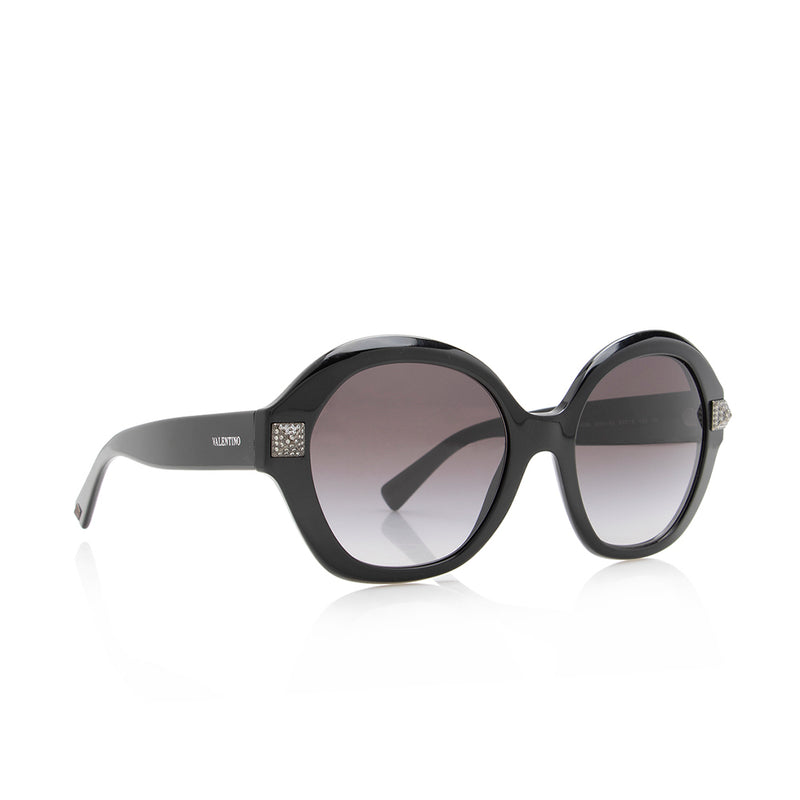 Valentino Crystal Rockstud Oversized Sunglasses (SHF-17279)