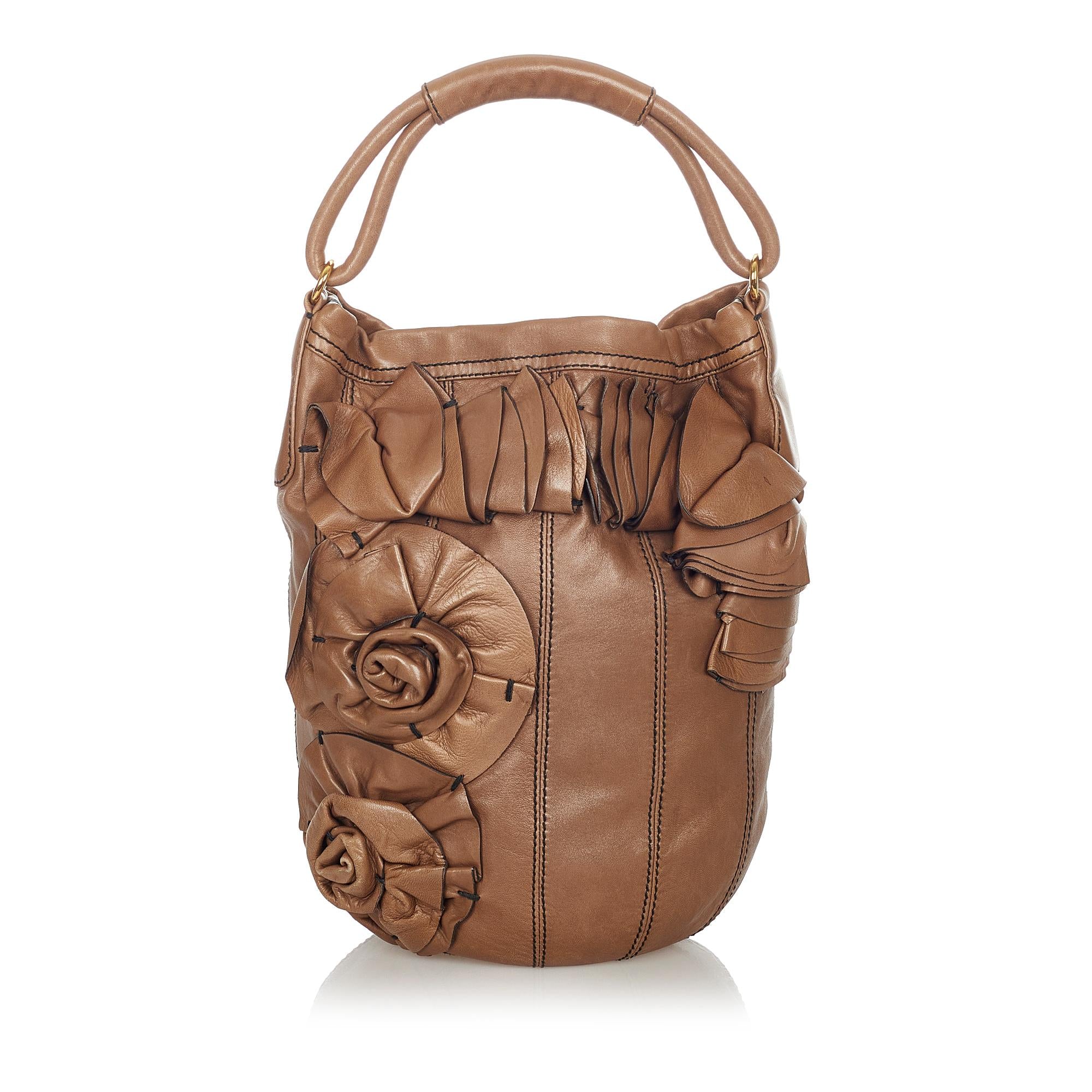 Valentino Floral Leather Bucket Bag (SHG-37240)