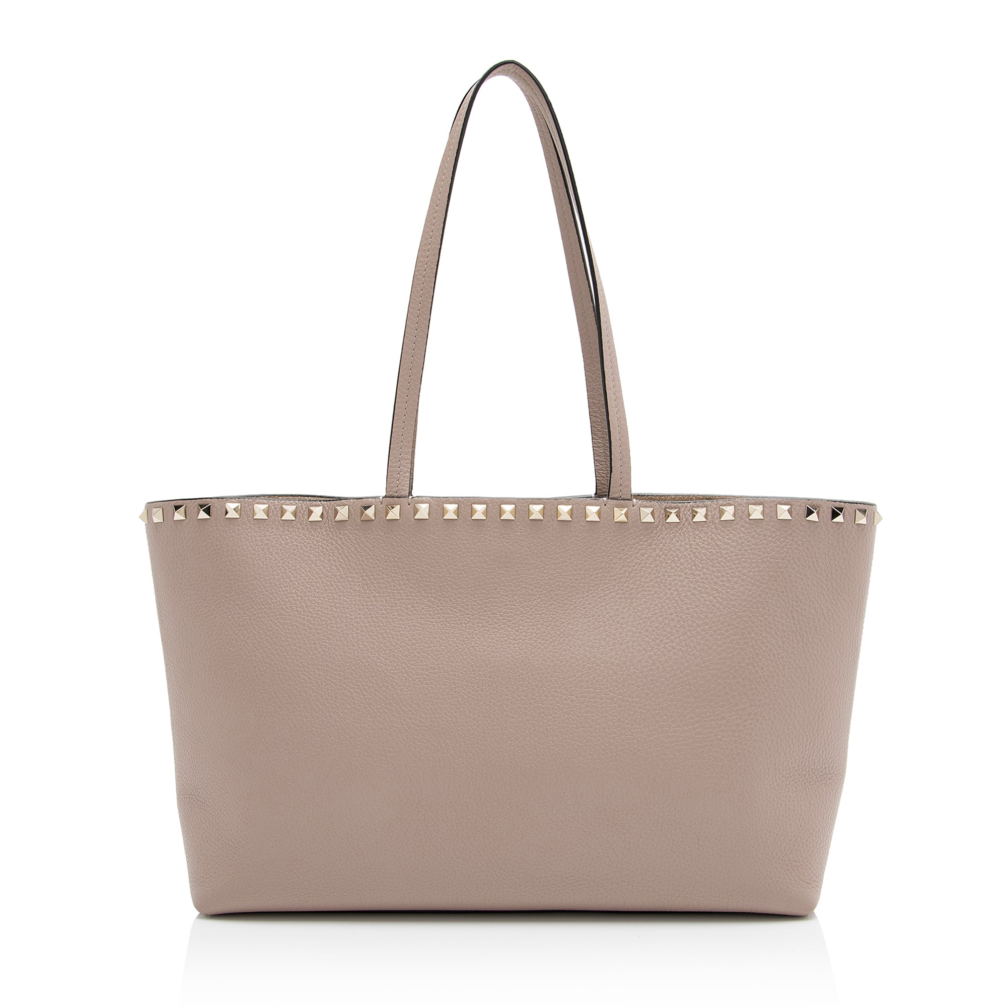 Valentino Grained Leather Rockstud Small Shopper Tote (SHF-23280)