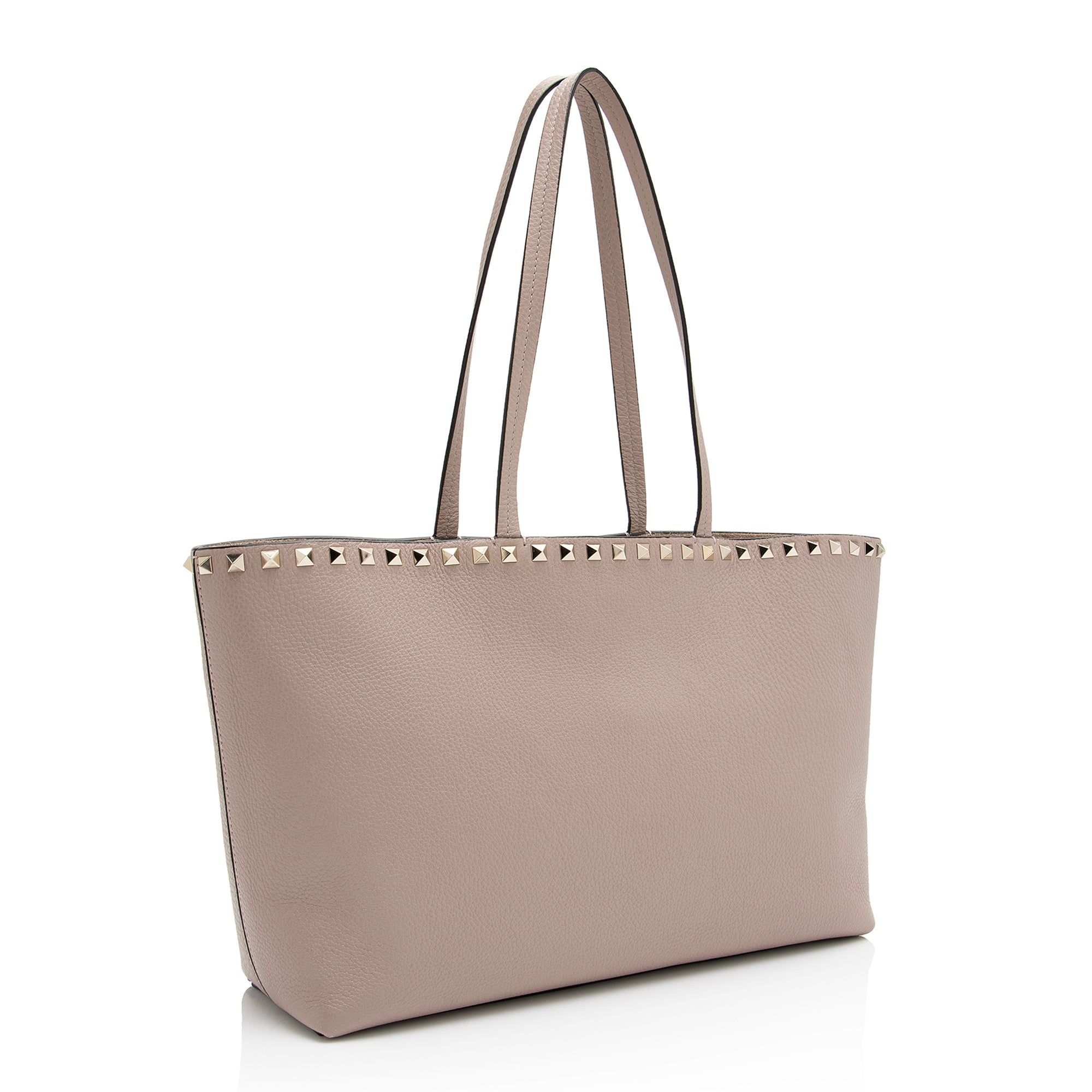 Valentino Grained Leather Rockstud Small Shopper Tote (SHF-23280)