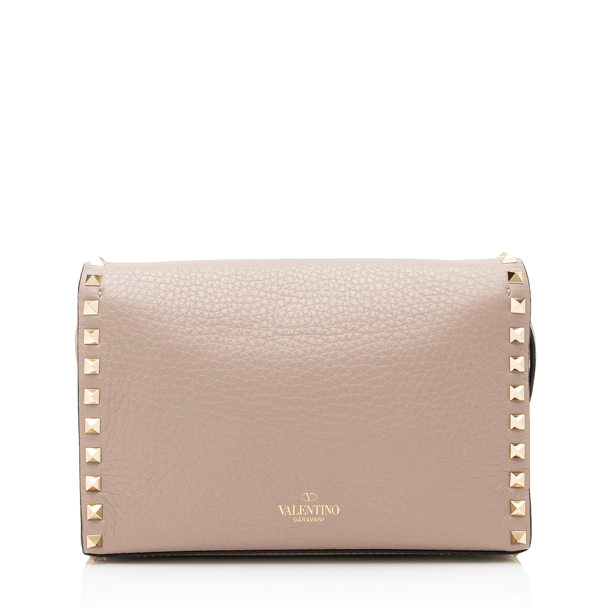 Valentino Grainy Calfskin Rockstud Flap Small Crossbody Bag (SHF-23894)