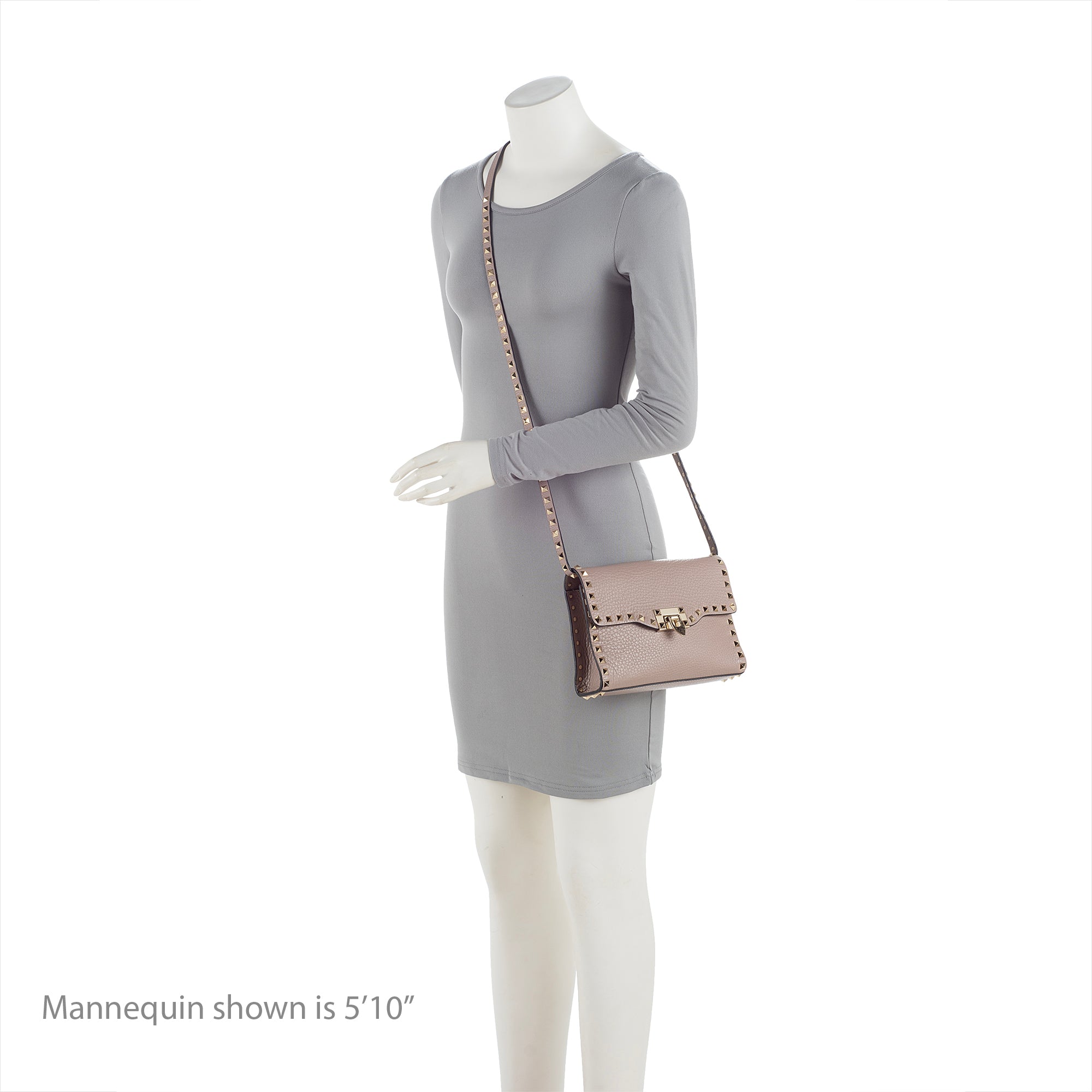 Valentino Grainy Calfskin Rockstud Flap Small Crossbody Bag (SHF-23894)