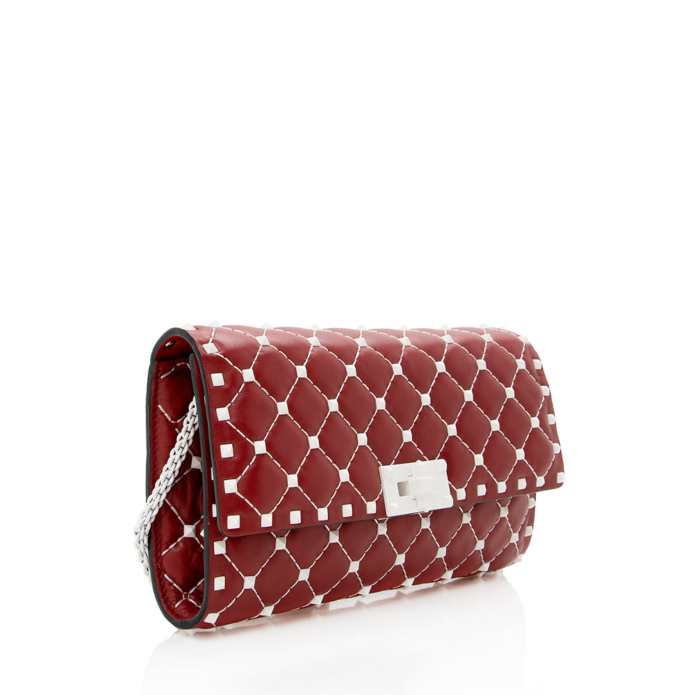Valentino Lambskin Rockstud Spike Crossbody Clutch (SHF-16281)