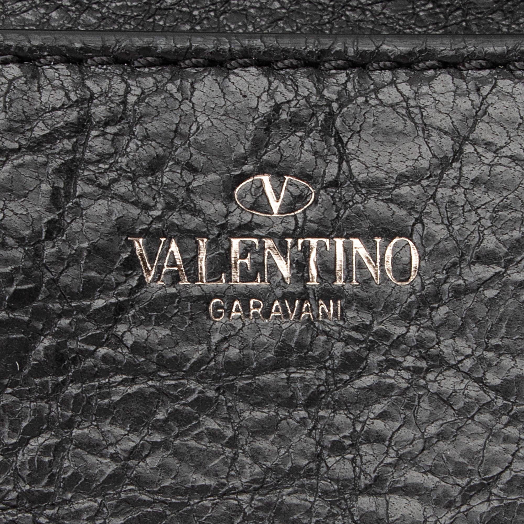 Valentino Lambskin Ruffle Rockstud Spike Very V Clutch (SHF-23893)