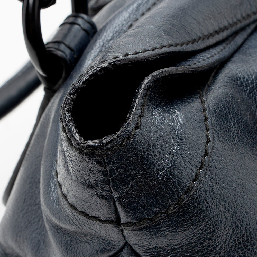 Valentino Metallic Leather Catch Satchel (SHF-20681)