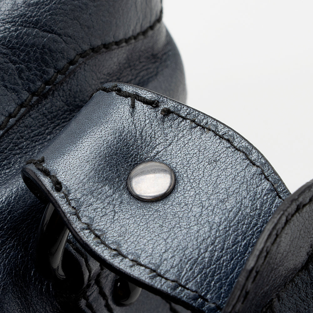 Valentino Metallic Leather Catch Satchel (SHF-20681)