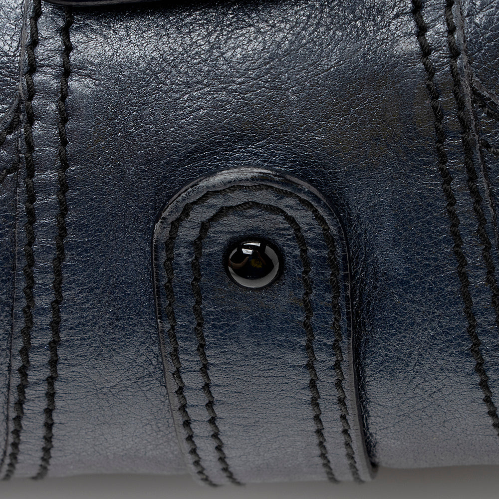 Valentino Metallic Leather Catch Satchel (SHF-20681)