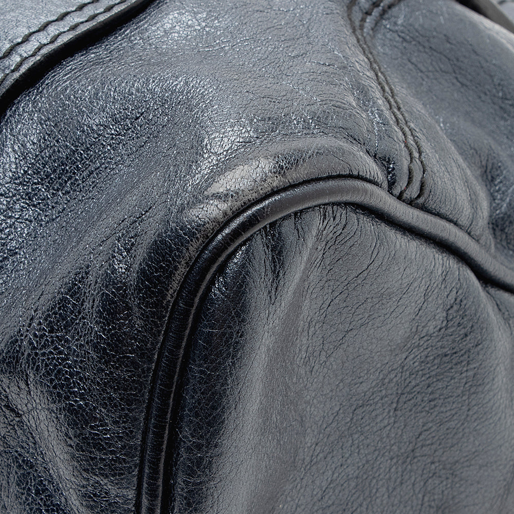 Valentino Metallic Leather Catch Satchel (SHF-20681)