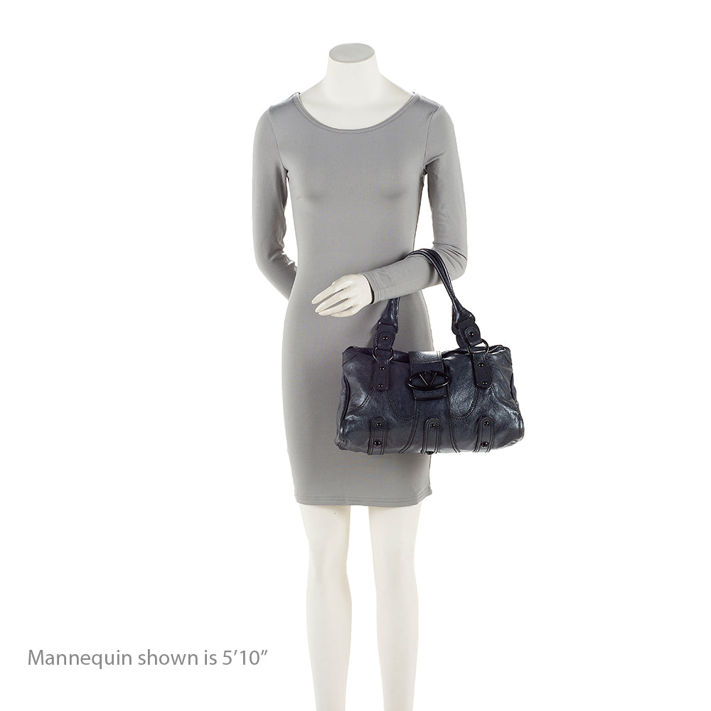 Valentino Metallic Leather Catch Satchel (SHF-20681)